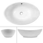 Waschbecken Ovalform 590x390x200mm Weiß Weiß - Keramik - 39 x 20 x 59 cm