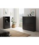 Commode 3 Tiroirs 2 Niches Dark Noir