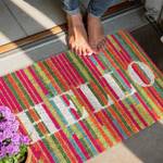 Kokos Fußmatte "HELLO" Grün - Rot - Weiß - Naturfaser - Kunststoff - 60 x 2 x 40 cm