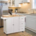 Küchenwagen Kücheninsel Weiß - Holzwerkstoff - 76 x 91 x 135 cm
