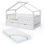 Kinderbett Design Matratze Schubladen Weiß