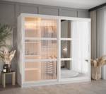 ARMOIRE À PORTES COULISSANTES FLUTES Largeur : 200 cm - Argenté