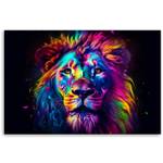 Canvas Bild Farbe Neon Portrait Löwe Ai 90 x 60 cm