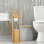 WC Garnitur Bambus Braun - Silber - Weiß - Bambus - Metall - Kunststoff - 20 x 74 x 20 cm
