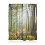 Rideau de douche Forêt Arbre Marron - Vert - Matière plastique - Textile - 180 x 180 x 1 cm