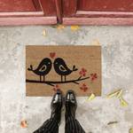 Paillasson coco avec oiseaux Noir - Marron - Rouge - Fibres naturelles - Matière plastique - 60 x 2 x 40 cm