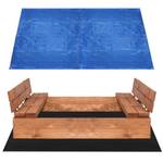 Holz-Sandkasten mit Sitzbänken 120x120cm Braun - Massivholz - 120 x 41 x 120 cm