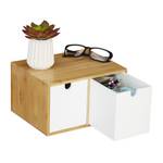 Organiseur de bureau 2 tiroirs Marron - Blanc - Bambou - Bois manufacturé - 25 x 15 x 20 cm