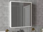 Badschrank Hängeschrank mit Spiegel Weiß - Holzwerkstoff - 60 x 77 x 17 cm