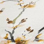 Blumenranke Grau Gelb Wei脽 Tapete