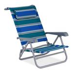 Chaise longue pliante avec repose-tête Bleu - Vert - Blanc - Métal - Matière plastique - Textile - 59 x 78 x 85 cm
