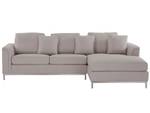 Ecksofa OSLO Beige - Silber - Armlehne davorstehend rechts - Ecke davorstehend links - Mit Kissen - Textil