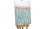 Tableau peint à la main Cabré Bleu - Blanc - Bois massif - Textile - 75 x 100 x 4 cm