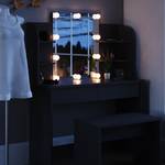 Coiffeuse Charlotte noir, banc & LED Noir - Hauteur : 142 cm