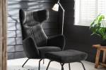 Fauteuil avec repose-pieds LOTTE Noir