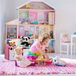 Niedriges Kinderregal mit Heldin-Motiv Pink - Weiß - Holzwerkstoff - Textil - 63 x 49 x 30 cm