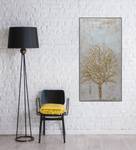 Tableau peint à la main Life Tree Gris - Bois massif - Textile - 60 x 120 x 4 cm