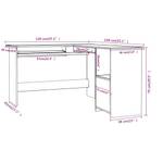 Bureau d'angle 3000152 Gris - Bois manufacturé - 140 x 75 x 120 cm