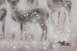 Acrylbild handgemalt Snowy Forest Grau - Weiß - Massivholz - Textil - 60 x 60 x 4 cm