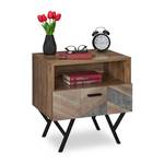 Table d'appoint au design industriel Noir - Marron - Bois manufacturé - Métal - 50 x 53 x 42 cm