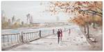 Acrylbild handgemalt Autumn Walk Blau - Massivholz - Textil - 120 x 60 x 4 cm