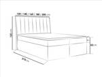 Boxspringbett mit Topper AMILA Hochglanz Schwarz - Breite: 140 cm - H3