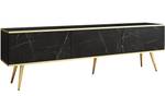 TV-Lowboard ORIS Schwarz - Gold - Marmor Schwarz Dekor