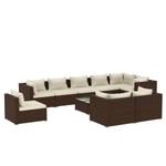 Garten-Lounge-Set (10-teilig) 3013638-11 Braun - Weiß - Metall - Polyrattan - 60 x 30 x 60 cm