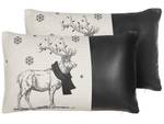 Coussin décoratif SVEN Noir - Blanc crème - Blanc - 50 x 30 cm