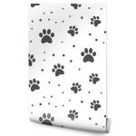 TAPETE Graue PFÖTCHEN Hunde Punkte Dekor Grau - Weiß - Papier - 53 x 1000 x 1000 cm