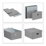 2 x Graue Aufbewahrungsbox mit Deckel Grau - Metall - Papier - Textil - 35 x 21 x 42 cm