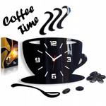 Wanduhr Tasse 3D Glas Schwarz