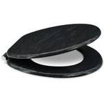 Premium Wc Sitz - Granit Schwarz - Holzwerkstoff - 38 x 5 x 44 cm