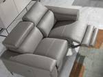 3-Sitzer-Ledersofa mit Relax-Mechanismus Grau - Echtleder - Textil - 214 x 97 x 102 cm