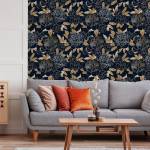 Tapete BLUMEN Blätter Pflanzen Glamour Beige - Schwarz - Braun - Weiß - Papier - Textil - 53 x 1000 x 1000 cm