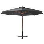 Parasol suspendu 3005780 Gris - Métal - Bois massif - 350 x 290 x 350 cm