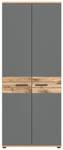 Armoire de bureau Mason Gris - En partie en bois massif - 80 x 199 x 37 cm