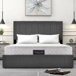 Lit double M115 Gris - Bois manufacturé - 153 x 124 x 212 cm