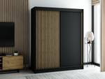 Armoire à portes coulissantes lamelo Noir - Imitation chêne - Largeur : 180 cm