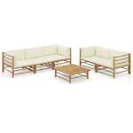 Garten-Lounge-Set (6-teilig) 3009675-17 Weiß - Bambus - 65 x 30 x 65 cm