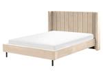 Lit double VILLETTE Beige - Noir - Largeur : 185 cm