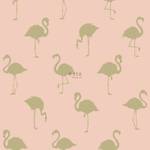 Tapete Flamingos 7236 Gold - Pink