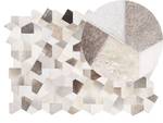 Tapis patchwork VARTO Beige - Gris - Cuir véritable - 200 x 140 x 140 cm