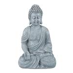 Buddha Figur sitzend 18cm Grau