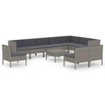 Garten-Sofagarnitur (11-teilig) 3094454 Grau - Metall - Polyrattan - 60 x 35 x 60 cm