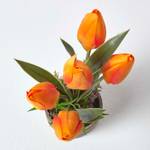 Kunstblumen Tulpen in Zellstoff Topf Orange