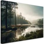 KUNSTDRUCK Misty Morning by the Lake 100 x 70 cm