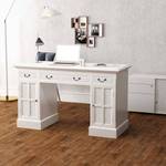 Schreibtisch mit zwei Sockeln Weiß - Holzwerkstoff - Massivholz - 140 x 80 x 140 cm