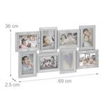 Bilderrahmen für 8 Fotos Silber - Holzwerkstoff - Kunststoff - 69 x 36 x 3 cm