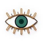 Wandmaske Eye #3 Braun - Grün - Holzwerkstoff - Kunststoff - 31 x 26 x 1 cm